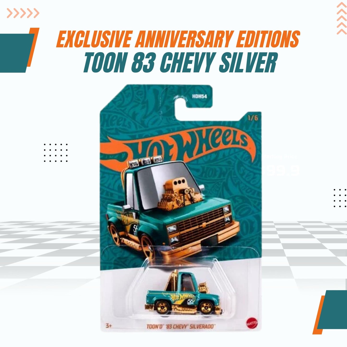 Worldwide Nutrition Bundle Compatible With Hotwheels 56Th Anniversary Pearl And Chrome Toond 83 Chevy Silverado - Cartoon-Inspir