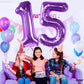 Katchon Purple 2-Piece Number 15 Balloon Set - 40 Inch, 15Th Birthday & Anniversary Decorations For Girls