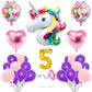 Flyloons 5Th Unicorn Theme Birthday Decoration Kit Pink Purple For 5 Year Old Baby Boys Girls Kids 5 Pcs Unicorn Theme 30 Pcs Pa