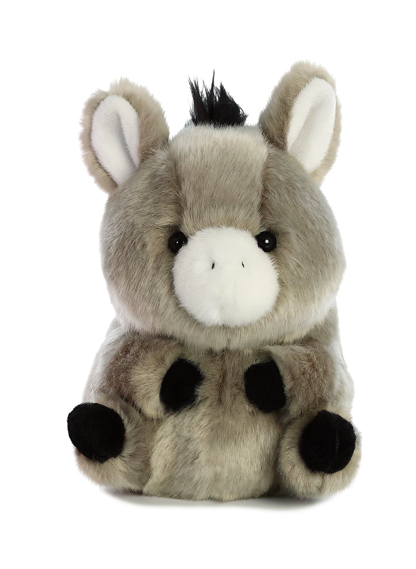 Aurora® Round Rolly Pet™ Bray Donkey™ Stuffed Animal - Adorable Companions - On-The-Go Fun - Gray 5 Inches