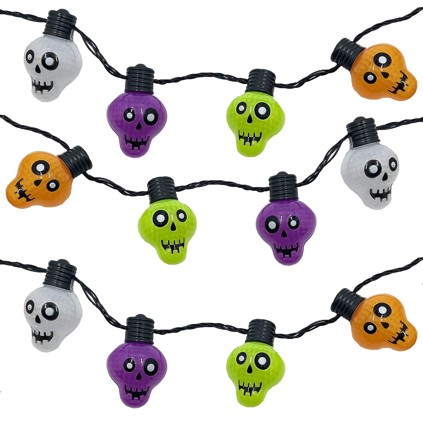 The Dreidel Company Halloween Necklace Light-Up Colorful Necklace, Costume Accessory, Spooky Party Favor, 25' Necklace (Multicolor Skull Necklace, 2-Pack)