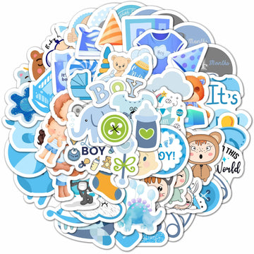 Bulbacraft 100Pcs Baby Boy Stickers For Baby Shower, Newborn Stickers, Window Stickers, Scrapbook Baby Boy Stickers, Baby Shower