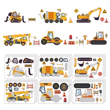 24 Sheets Make Your Own Construction Stickers Make A Face Stickers For Kids Toddlers With Trucks Diy Craft Stickers Kids Truck T