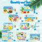 Cy2Side Summer Beach Stickers Scene - 12Pcs Summer Drifting Bottles Sticker Scene Art Craft For Kid Make Your Own Beach Sticker Scene With Pineapple Flamingo Diy Hawaii Party Game Class Fun Activities