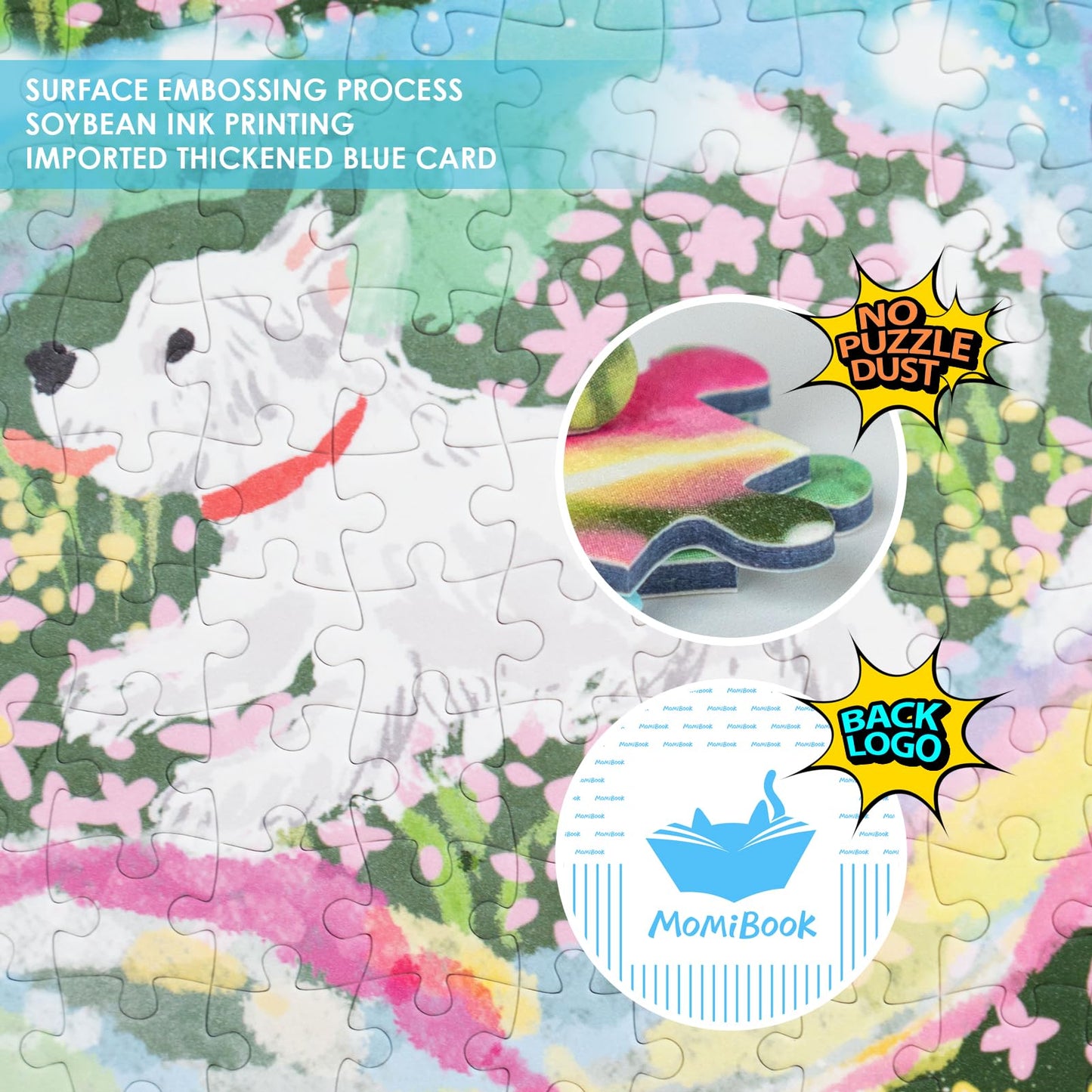 Momibook Puzzles For Adults 1000 Piece Jigsaw Puzzles Of Daydreaming Puppies, Twinkle Laminate Painting Image Dog Puzzle Difficu