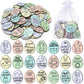 124 Pcs Easter Egg Tokens Set Includes 120 Pcs Wood Easter Reward Tokens with 20 Different Engraved Sayings 4 Pcs Organza Bags E