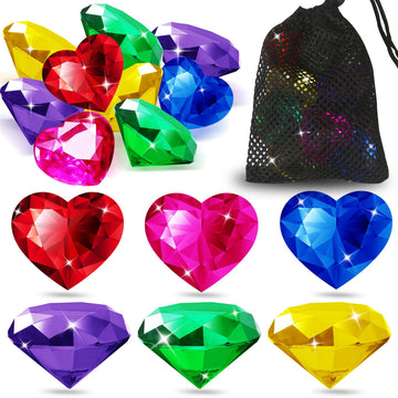 Duchong Pool Toys, 9 Pcs Big Dive Gems Pool Toys For Kids Ages 4-8, 8-12, Summer Throw Pool Toys With Assorted Diving Gems And 2