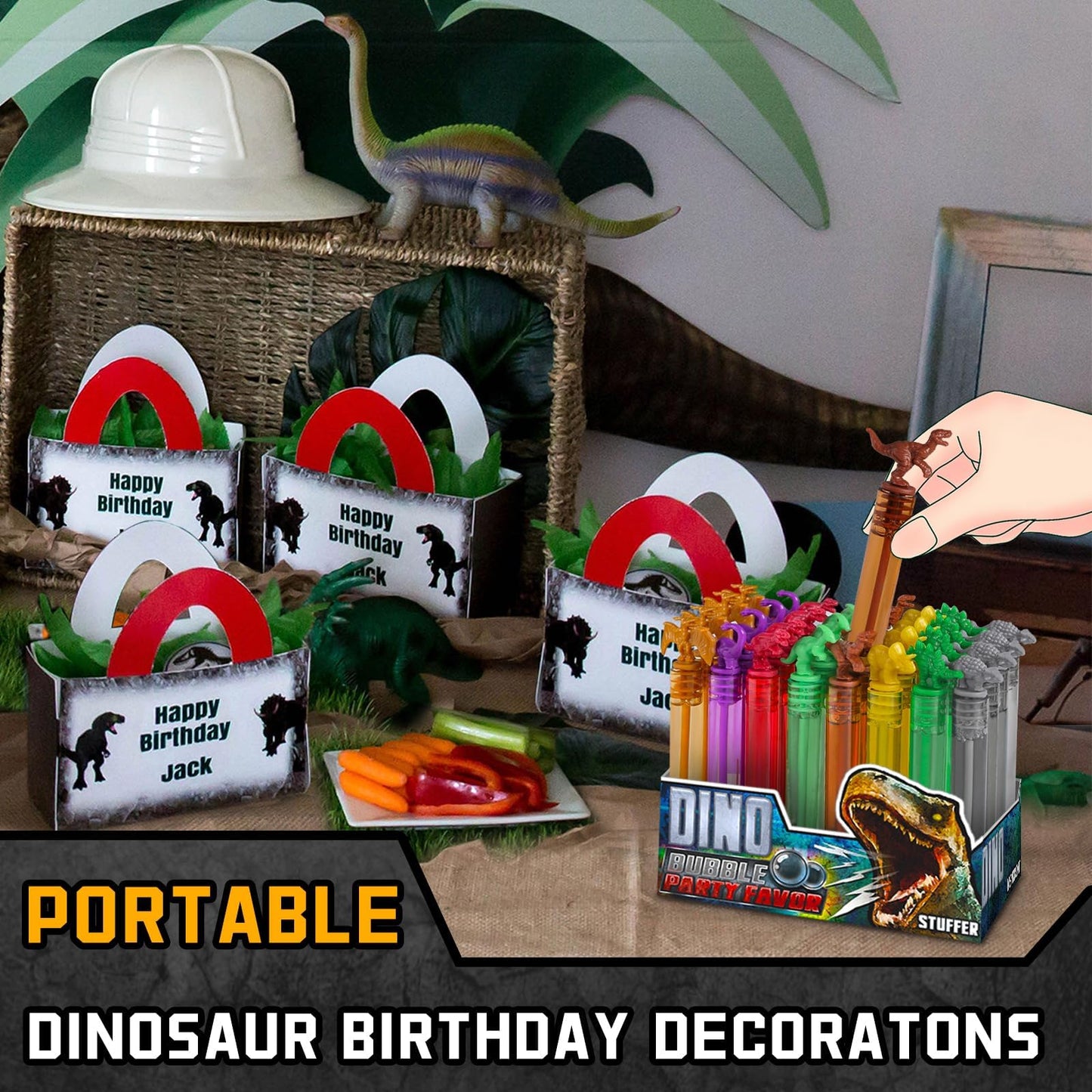 Dinosaur Bubbles Wands Bulk For Kids, Dino Birthday Decoration, 32 Pack Mini Bubble Party Favors For Jurassic, Pinata Stuffer, G