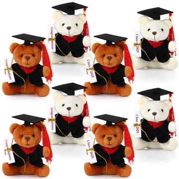 Harrycle 8 Pcs Mini Graduation Bear Stuffed Animals 4.7 Inch Tiny Plush Bear With Diploma And Hat For 2025 Graduation Diy Presen