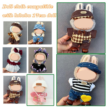 SILFGRLF Handcrafted Crochet Clothes Set for 17cm Labubu Doll  3-Piece Knitted Outfit with Accessories (RC22)