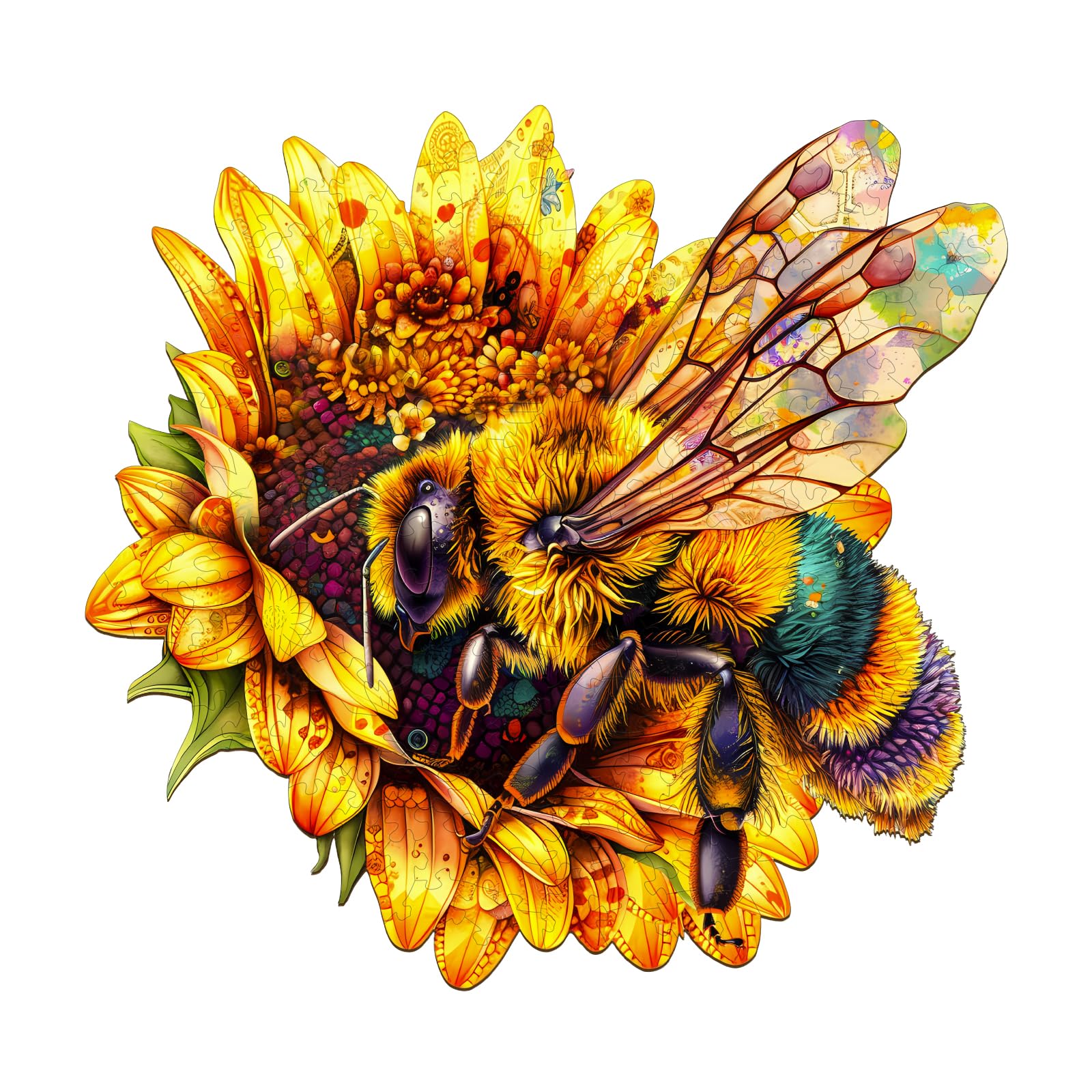Jigfoxy Wooden Puzzles for mature-themeds  Bee Wood Puzzles mature-themed  Unique Animal Shape Wooden Jigsaw Puzzles for mature-themeds  Birthday Gifts for Puzzle Lovers  Family  Friend (M-11.4 * 10.9in-185pcs)