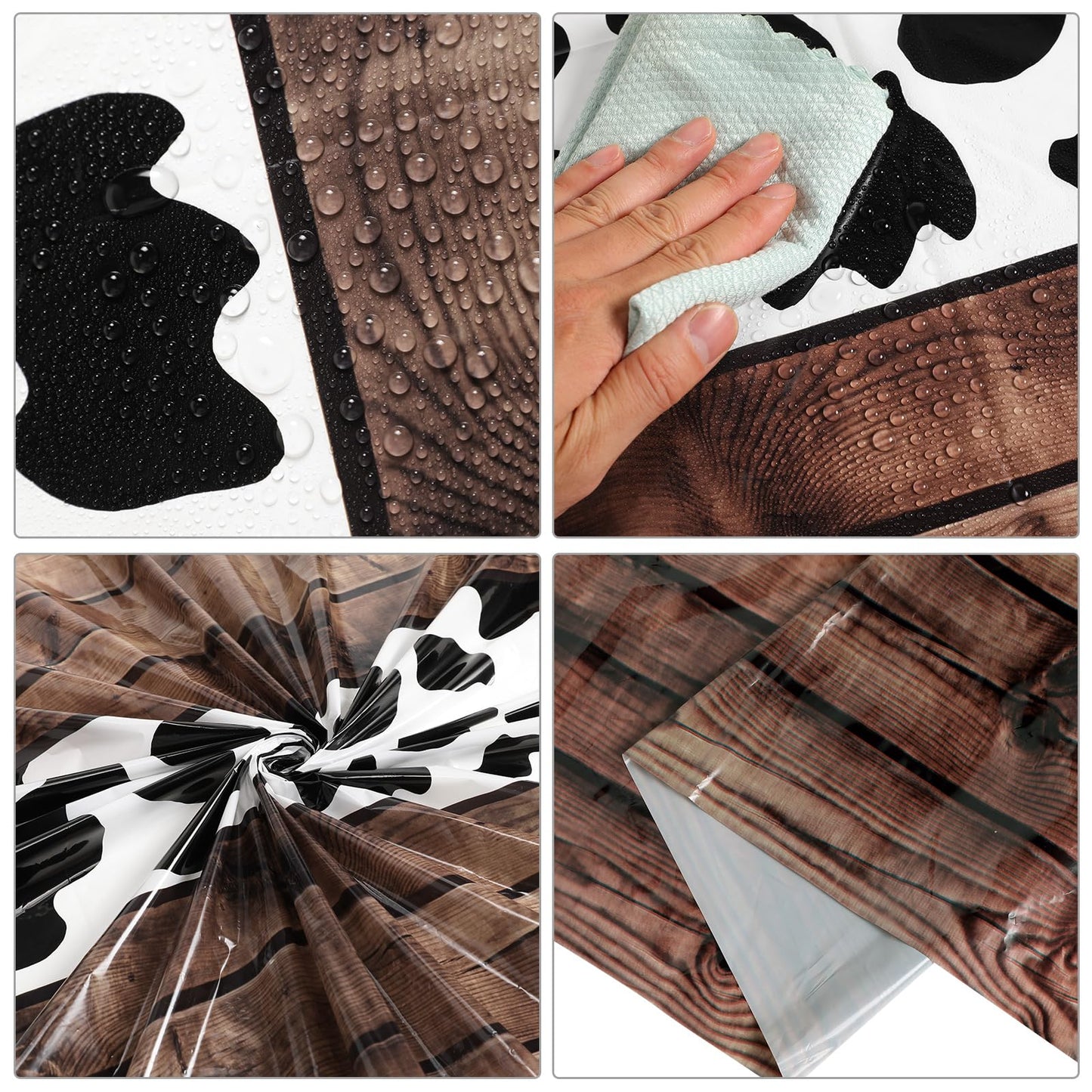 Remagr Cow Print Table Cloth 54 x 108 Inch, Dark Khaki Plastic, Model ZK-Remagr-2172, Perfect for Cowboy Cowgirl Party Decor