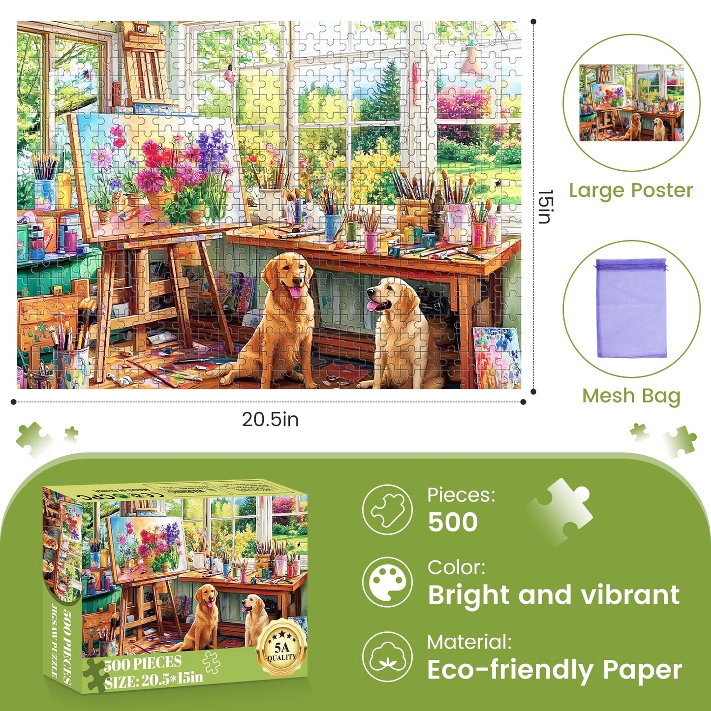 Jigsaw Puzzles for mature-themed 500 Piece 500 Piece Puzzles for mature-themeds Funny Puppy Theme Jigsaw Puzzles 500 Pieces Animal Pet Lover Challenging Puzzles Game Family Activity Party Gift Toy 20.5x15 in