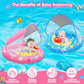Baby Pool Float With Canopy, Inflatable Baby Swim Float With Upf50+ Sun Protection, Toddler Infant Pool Float With Toy Play Console Adjustable Safety Seat For Kids Girls Boys Aged 6-36 Months