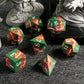 DNDND Metal Dice, 7 PCS Metallic Flowers D&D Dice with Gorgeous Gift Case for DND Dungeons and Dragon Tabletop Game (Army Green