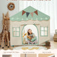 Besrey Kids Play Tent - 2 In 1 With Padded Mat & Lights, Large Playhouse With 2 Doors & 4 Windows, Indoor & Outdoor, Christmas Toddler Play Tent, 51' X 35' X 51