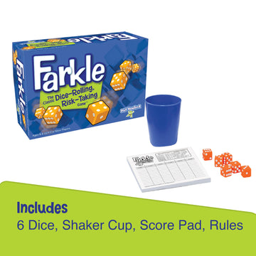 Farkle Classic Dice Game - Kids Games  Dice Games  Family Games  Travel Games  mature-themed Games  Board Games  Dice Cup  Dice Set  Farkle Score Sheets Included  Ages 8+