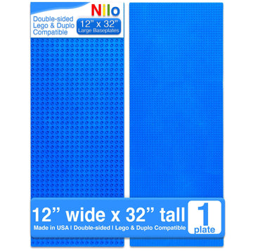 Nilo Classic Blue Baseplate, 1-Pack 12'X32' Double-Sided, Large Building Plates For Building Bricks 100% Compatible With All Major Brands