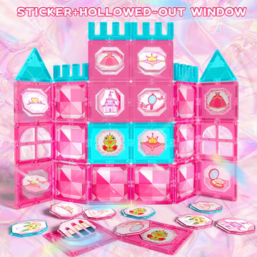 Magnets Tile Set, Upgrade Diy Castle Theme 160 Pcs Building Blocks Magnets Toys, 3D Magnet Puzzles Stacking Blocks For Boys Girls, Learning By Playing Games To Improve Imagination And Creativity
