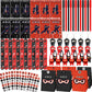 84pcs Karate Party Favor Set Red Black Karate Paper Bag Notepad Pen Slap Bracelets Key Chain TPR Stretchy Flying Toys Stickers P