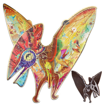 Has Kids Floor Puzzles For Ages 4-10, 48 Pcs Double-Sided Dinosaur Puzzles, Unique Large Pieces Irregular Shape Jigsaw Puzzle, Surprise Gift Toy For Children (Pterodactyl)