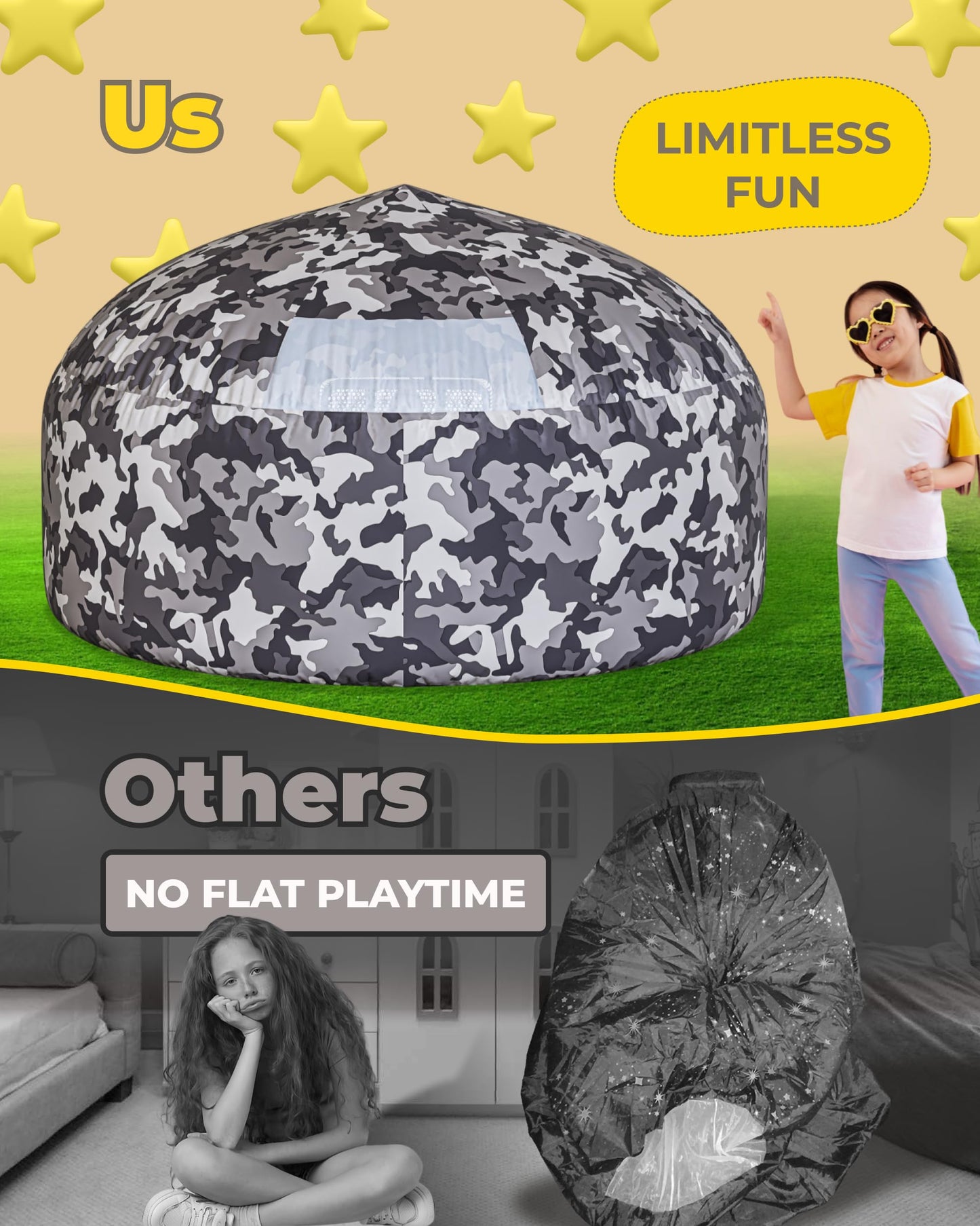 Skywin Inflatable Tent for Kids, Camo Dark Grey, 1 Pack, Durable Polyester, Easy Setup, Model SW-233-ATCDGNT