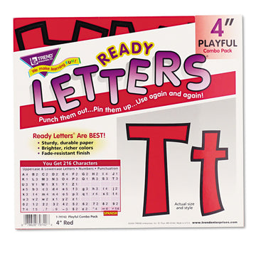 Trend T79742 Ready Letters Playful Combo Set, Red, 4''H, 216/Set