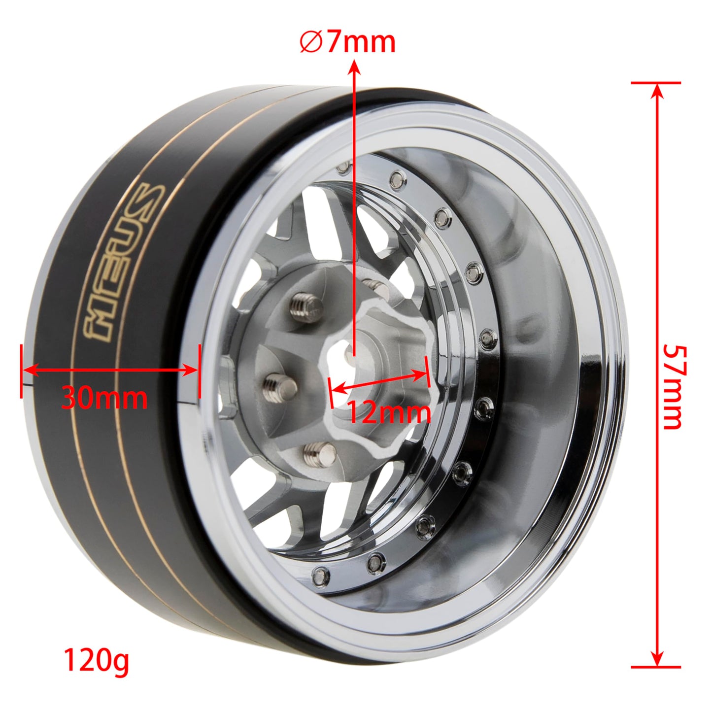 Meus Racing 1.9'' Beadlock Wheels Rims, 120.5G Brass & Aluminum Deep-Dish Wheels For 1/10 Rc Crawler Scx10 Trx4 Vs4-10 Gen8 (A-T