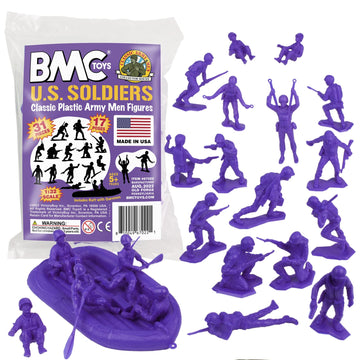 Bmc Marx Plastic Army Men Us Soldiers - Purple 31Pc Ww2 Figures - Made In Usa