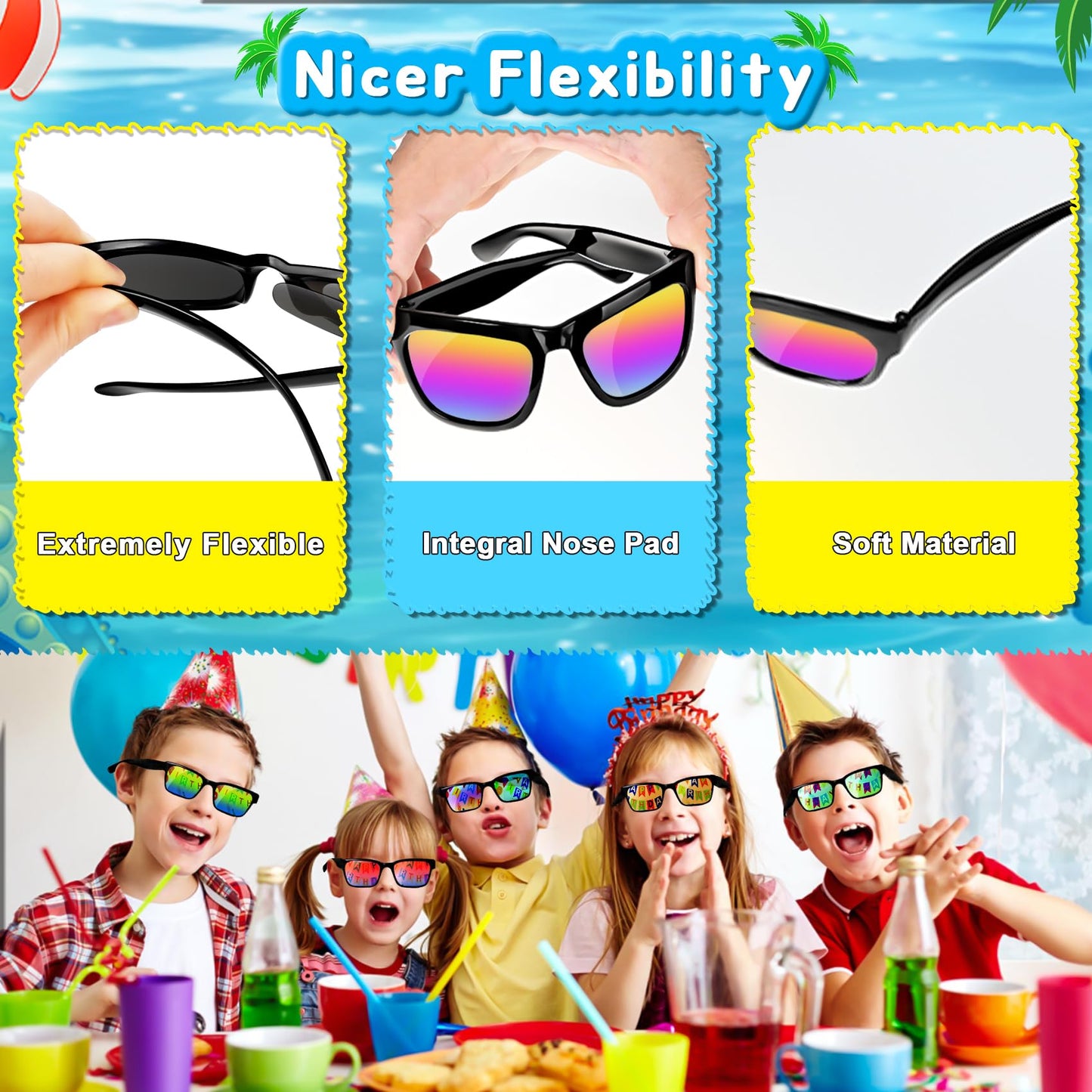 Aileho Kids Sunglasses Bulk - Party Favors For Kids 4-8, 24 Pack Neon Sunglasses With Uv400 Protection, Kids Sunglasses Party Favors, Goodie Bags Stuffers For Kids Pool Birthday Party Favors