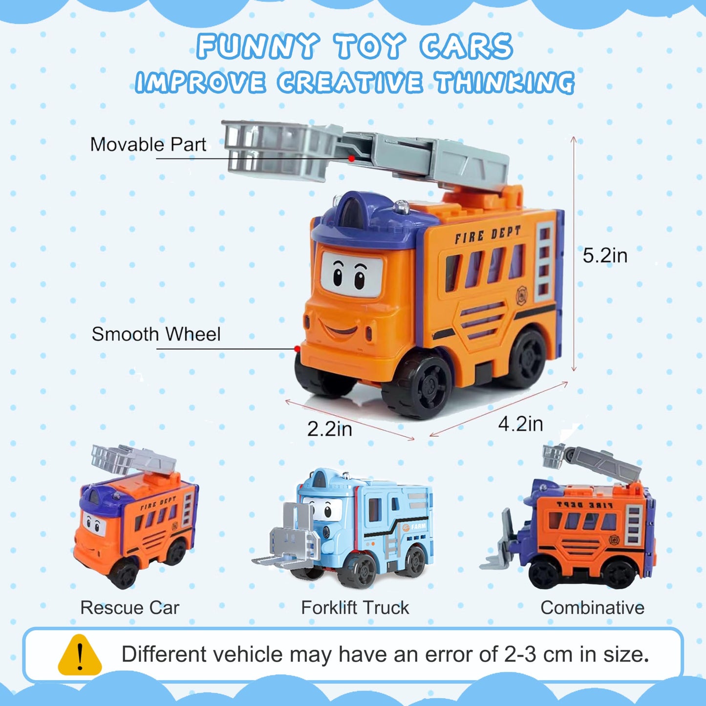 Smzhbf Flip Racers Transformable Cars 4 Pcs Cars For Kids Ages 3-5 Funny Toy Vehicle For Toddlers Pull Back Trucks Cute Christma