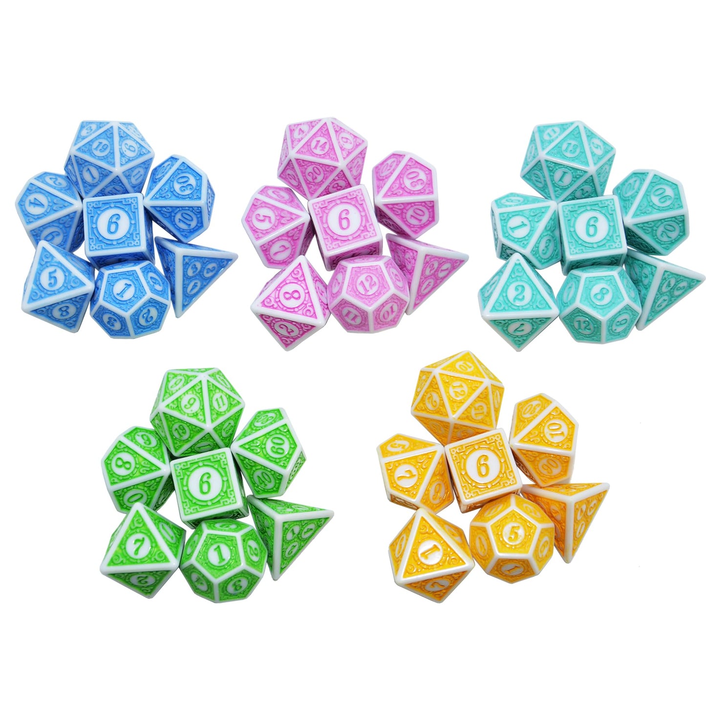 SmartDealsPro Retro Polyhedral Dice Sets with Pouches for D&D DND RPG MTG Dungeon and Dragons Table Board Roll Playing Games D4