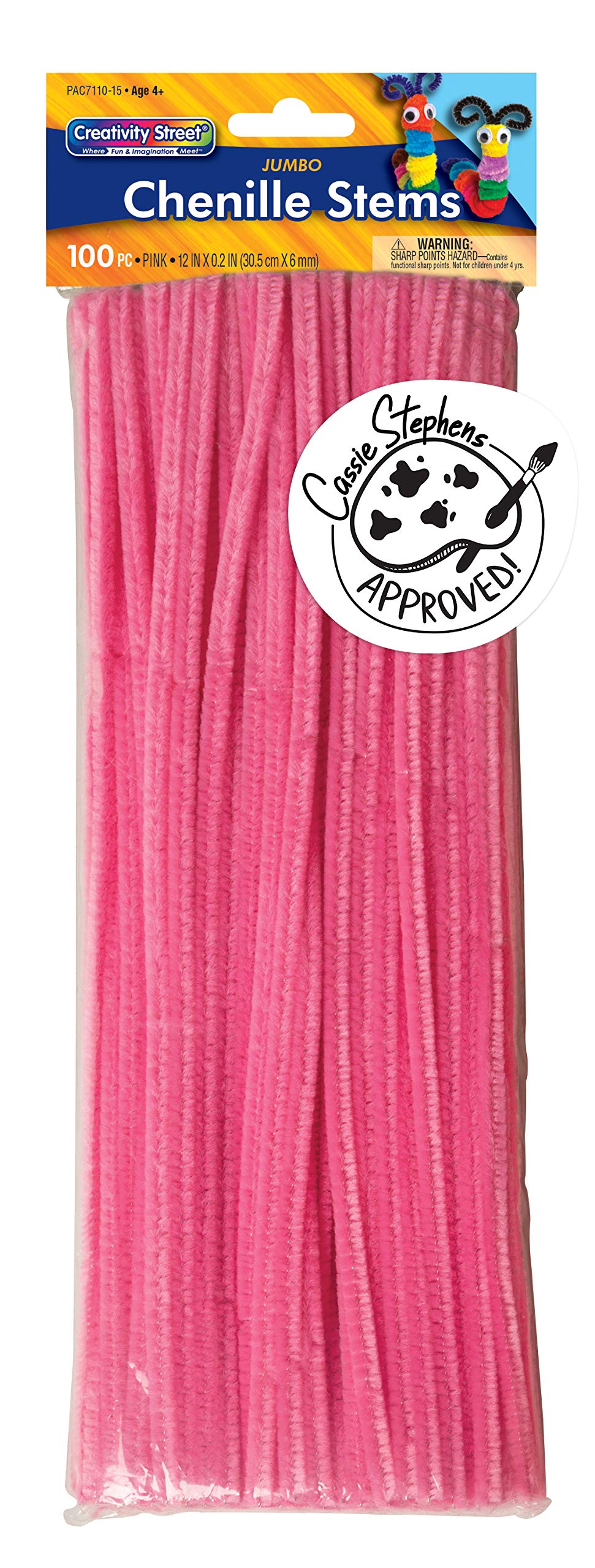 Creativity Street Chenille Stems/Pipe Cleaners 12 Inch x 6mm 100-Piece, Pink