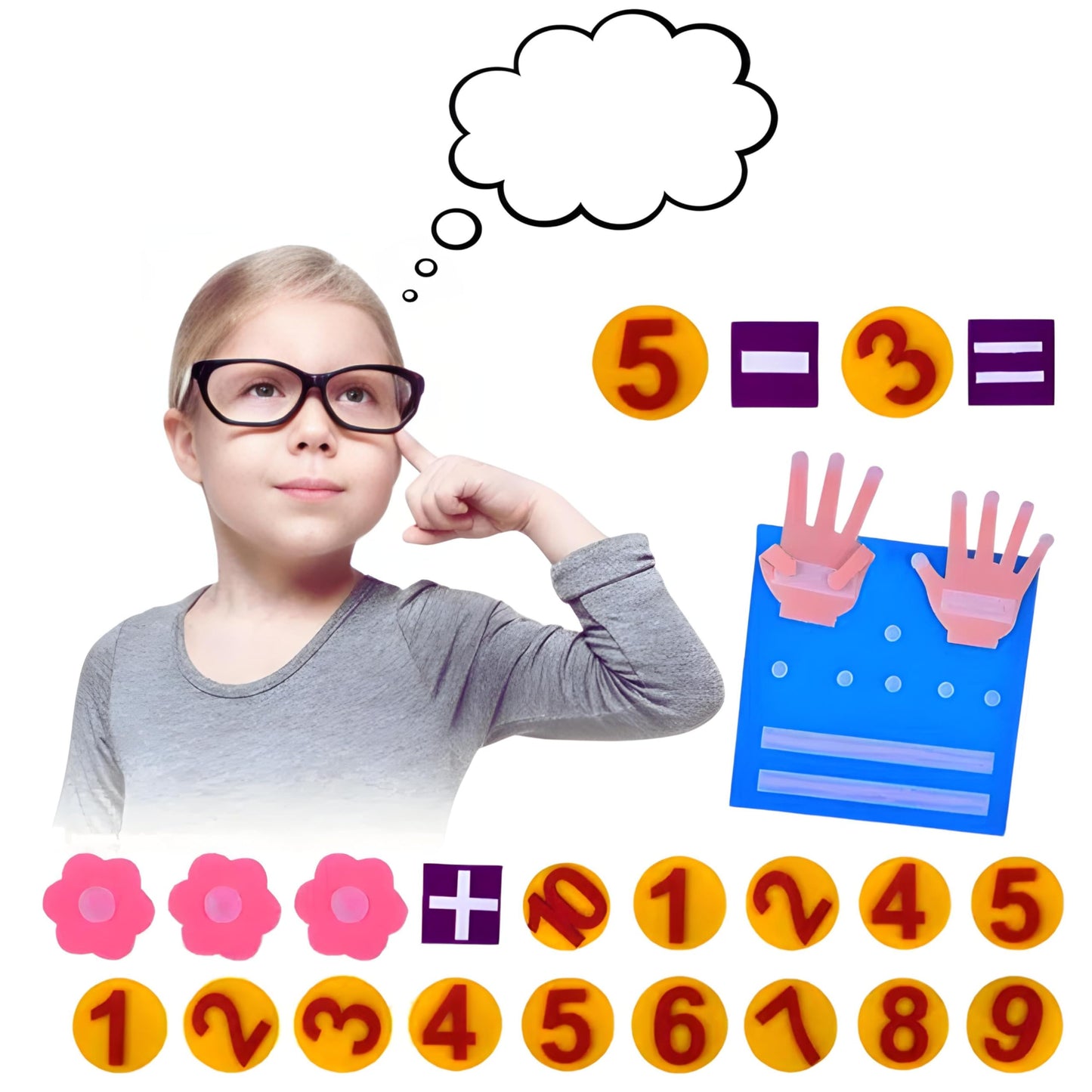 Montessori Kindergarten Math Toys Felt Finger Math Numbers W/Hanging Loop, Felt Boards For 3+, Math Games For Kindergarten, Home