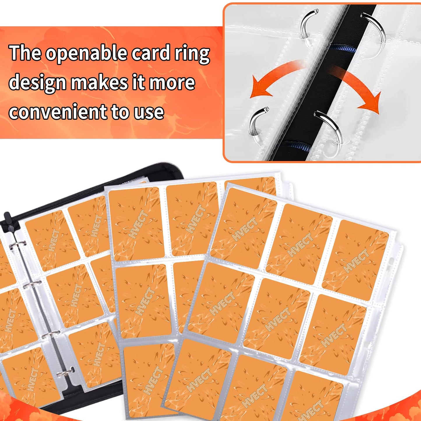 9 Pocket Card Binder for Cards, Trading Card Binder Holder Fits 900 Cards with 50 Removable Sleeves, Card Collection Binder Albu