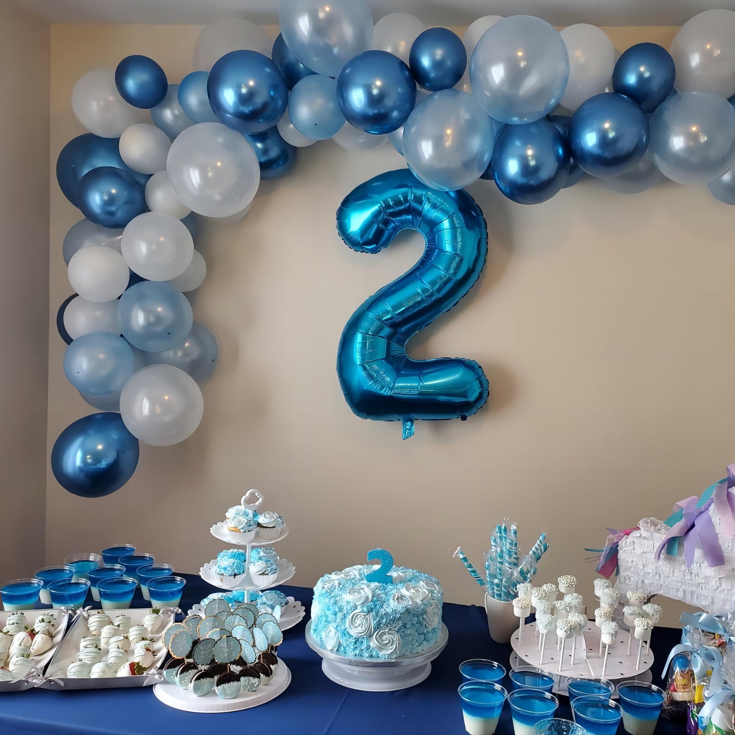 Paticool 40 Inch Blue Number Balloon 2, Large Number Foil Balloons Mylar For Girl Boy Birthday Party Celebration Decorations Sup