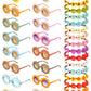 Chengu Retro Flower Sunglasses Daisy Flower Headbands Set Groovy Party Decorations Hippie Party Favors (Bright Style, 32 Pieces)