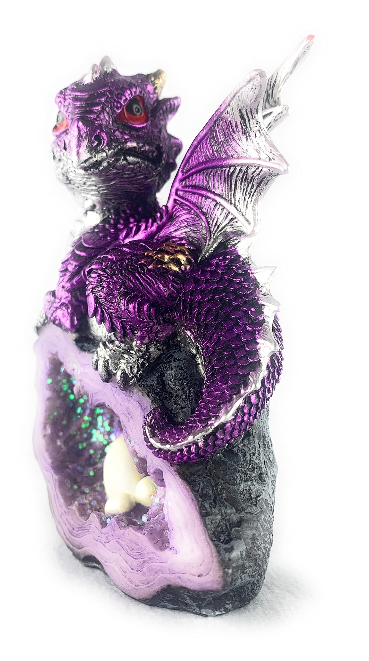 Aint It Nice Dragon Statue Medieval Baby Dragon With Crystal Egg Nest Decorative Figurine Geode Sparkling Crystal Cave Dragon Fi