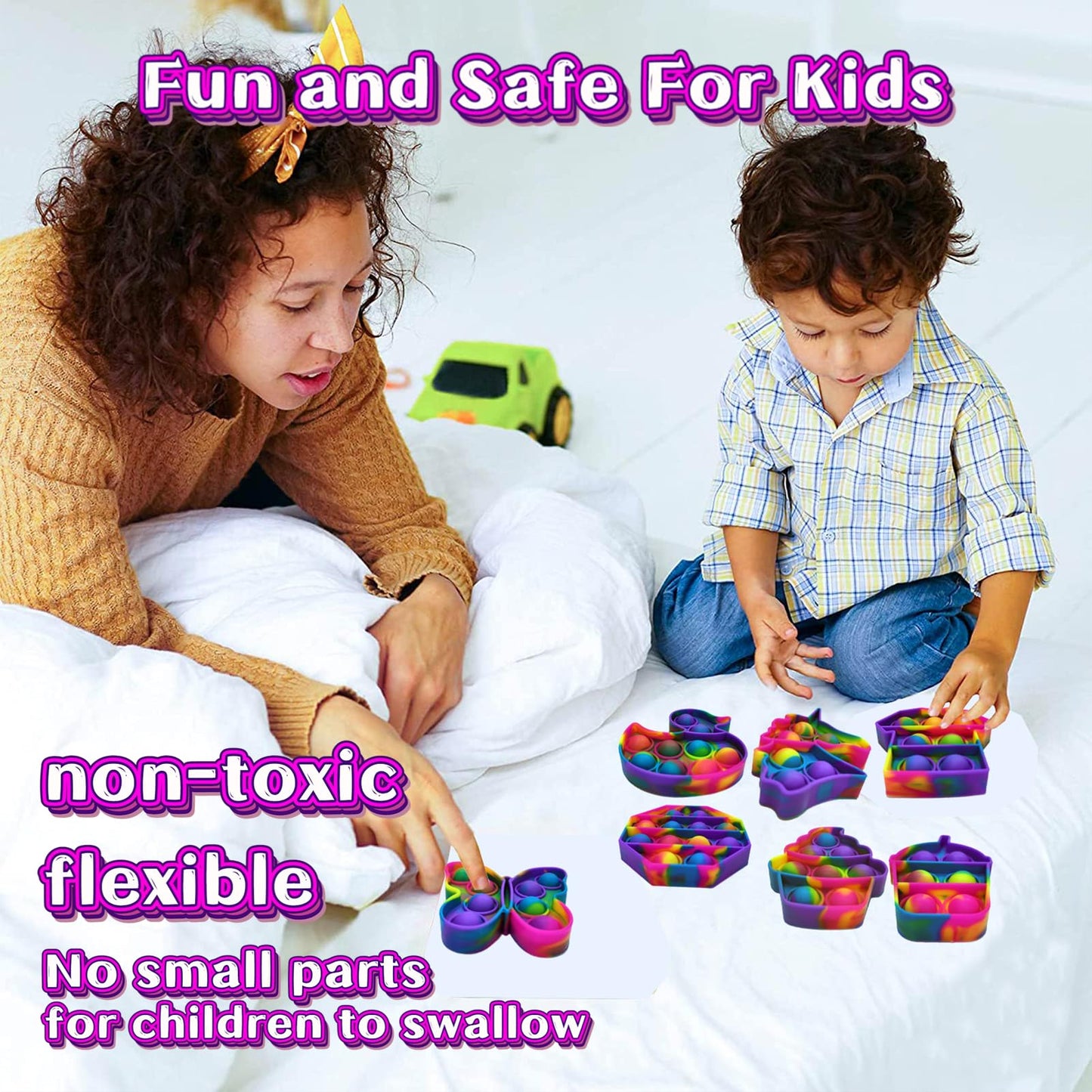 14 Pack Pop Fidget Sensory Toys Party Favors For Kids 4-8 8-12 Year Boys Girls Mini Fidget Toy Bulk Bubbles Popper For Valentine