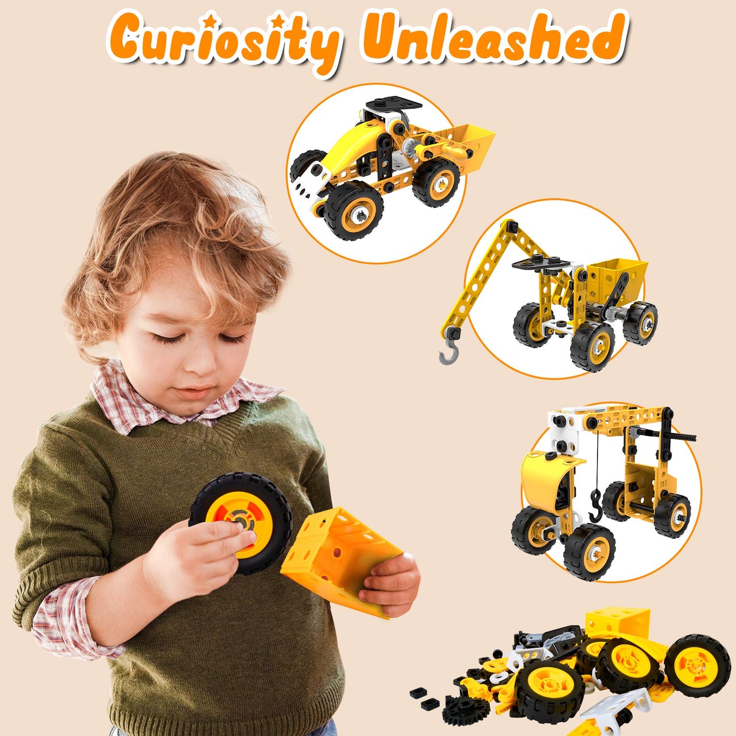 Hometter Building Toys For Age 5-12 Year Old Boys Gift, 6 In 1 Engineering Excavator Toys, Kids Stem Learning Toys Educational Building Kit