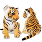 Berry President Stuffed Animal Toys, Plush Toys, Sitting Tiger Stuffed Toys, Lifelike And Lovely Animal Dolls, Gifts For 3+ Boys And Girls (Yellow, 9.4 In)