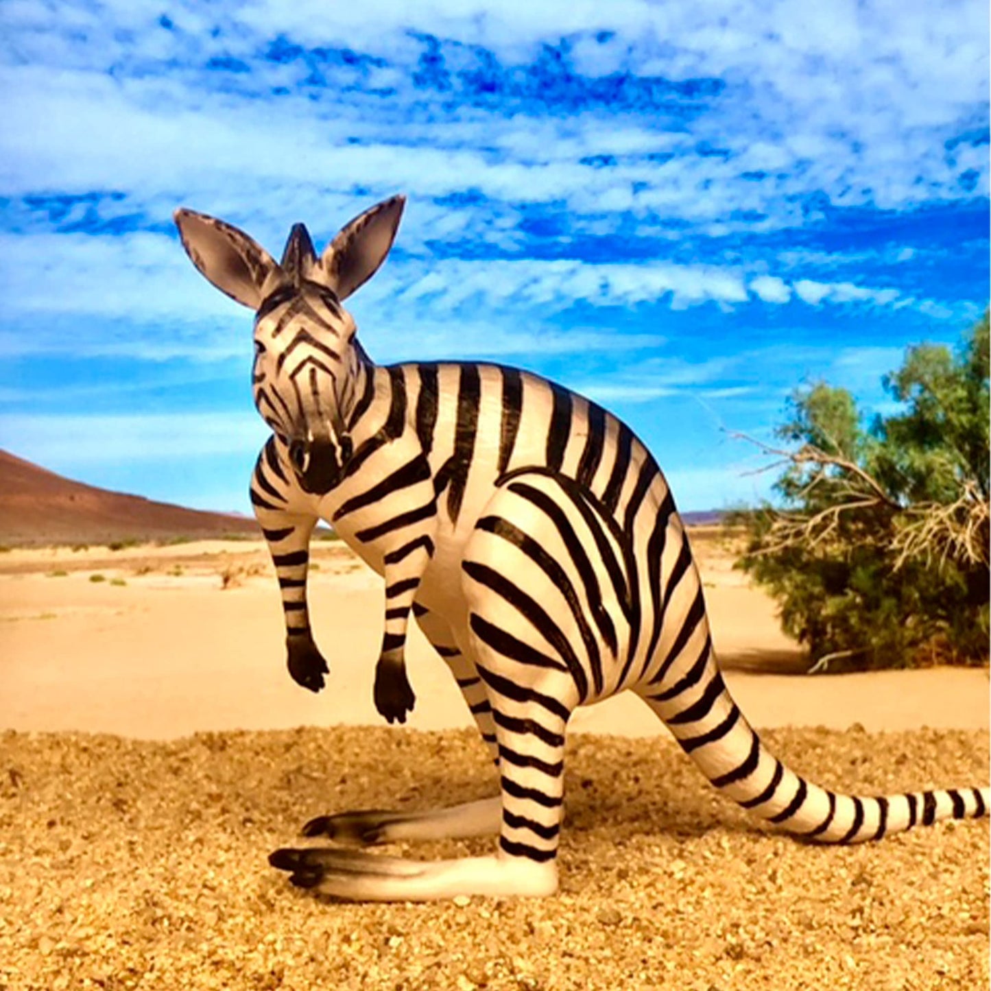 Randimals Zebra Style Kangaroo Figurine Toy 5   enhanced Hard Rubber Animal Action Figure Toy  Hybrid Friend Encourages Adventure & Imagination
