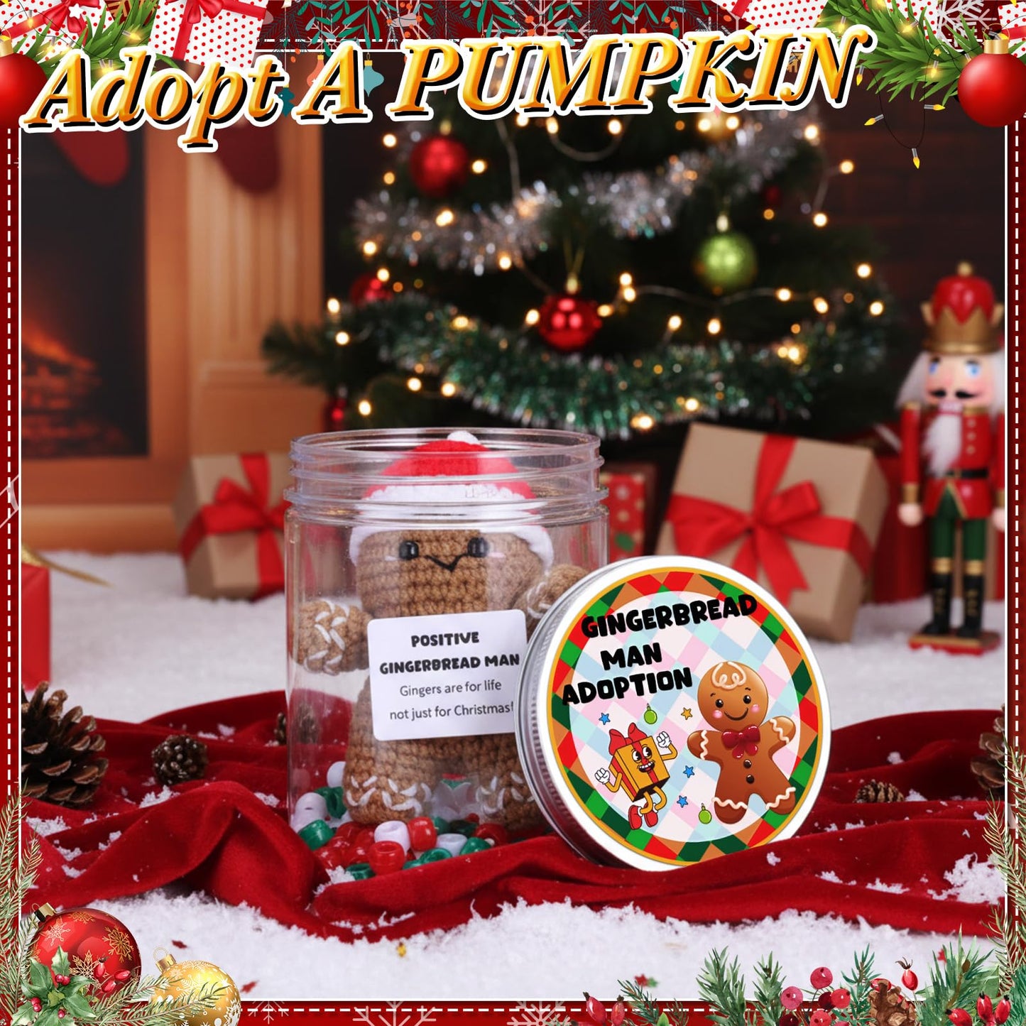 Suncalla Christmas Basket Stuffers Adopt Gingerbread Man Positive Christmas Crochet Gift Handmade Knitting Party Doll Gift Suppl