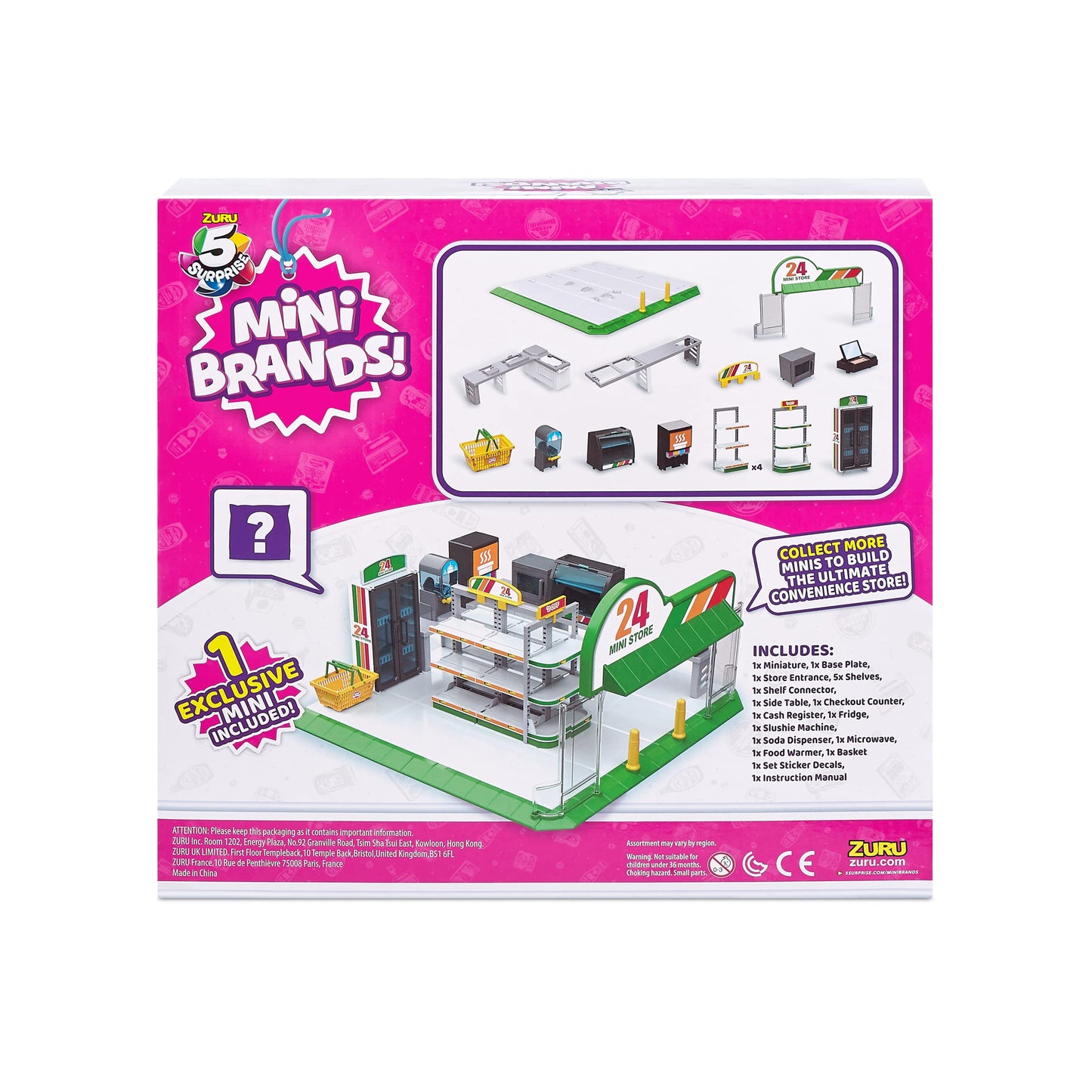 5 Surprise Mini Brands Mini Convenience Store Playset, Small, Multicolor, Model 77170-S001, Includes 1 Exclusive Mini by ZURU
