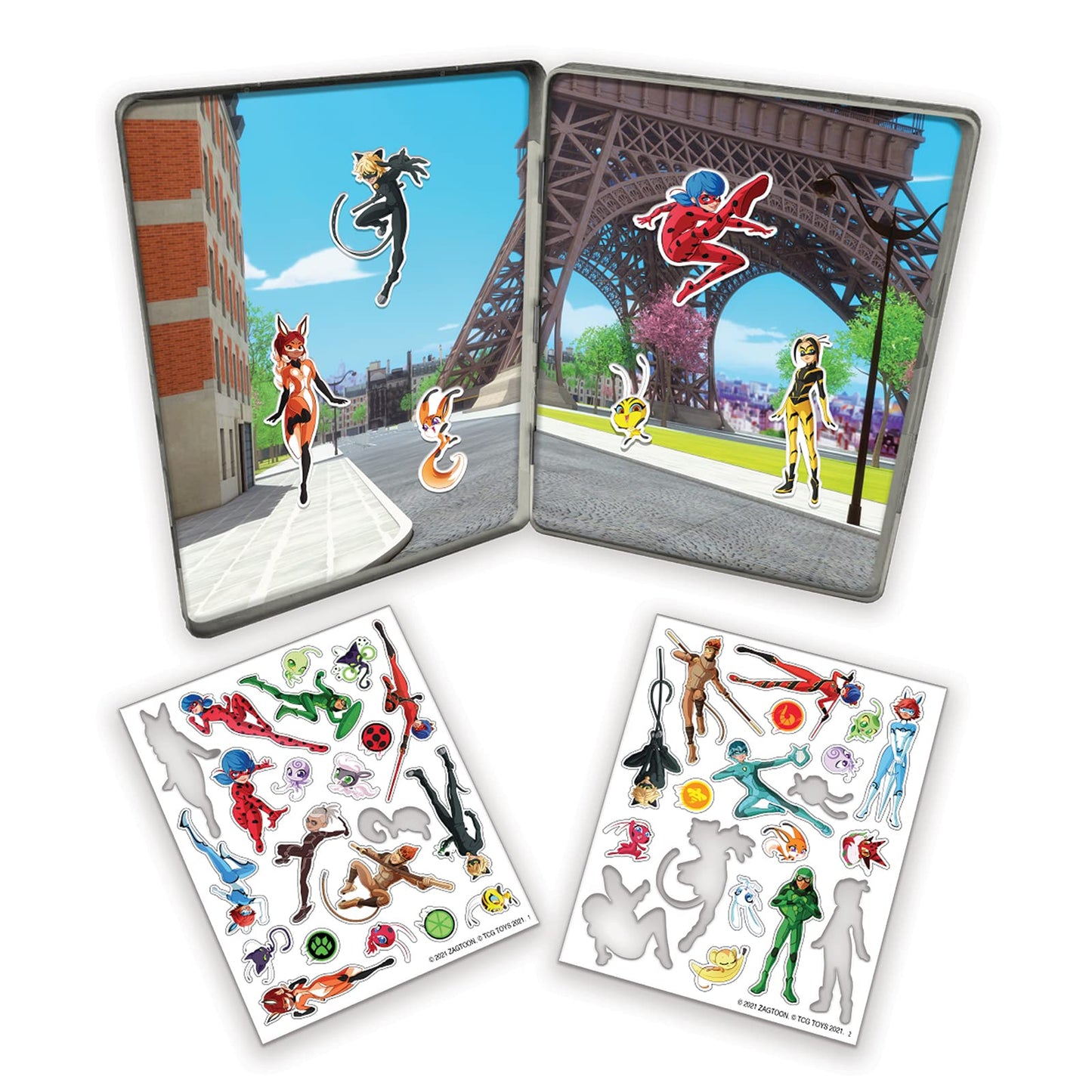 Miraculous Ladybug - Magnetic Creations Tin - Dress Up Play Set - Includes 2 Sheets Of Mix & Match Dress Up Magnets With Storage Tin. Great Birthday Gift For Kids And Toddlers!