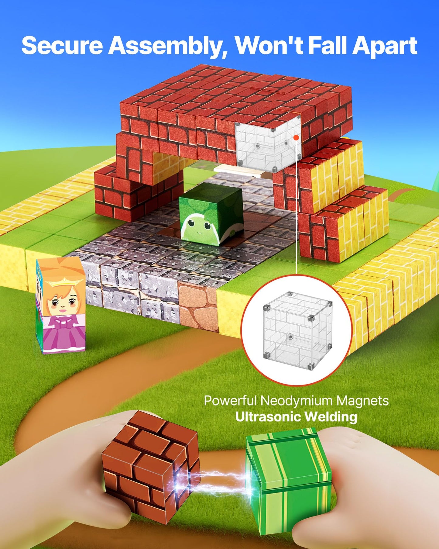 VEVOR Magnetic Blocks, 100 PCS Magnet Blocks Set, Magnetic Building Cubes for Kids, STEM Montessori Sensory Toys for Christmas B