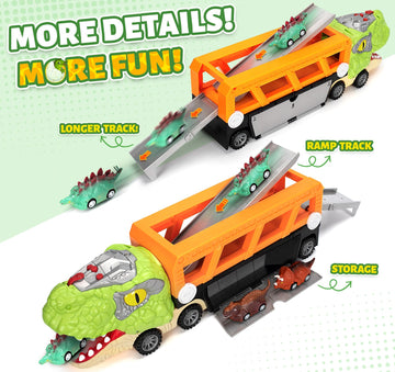 Dinosaur Toys for Kids 3-5, 5-7 Year Old Boys, Big Dinosaur Truck with 10 Mini Car, Dinosaur Cars for Toddlers 3-4 Years, Kids T