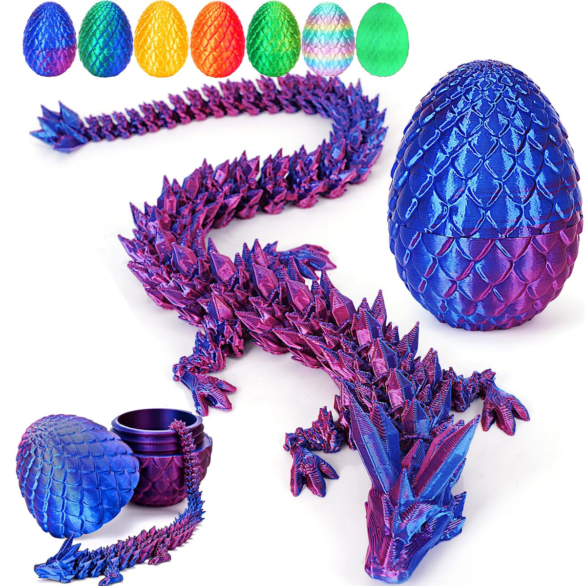 3D Printed Dragon Egg,Dragon Eggs With Dragon Inside,Crystal Dragon Fidget Toys,Full Articulated Dragon Dragon In Egg,Adults Fid