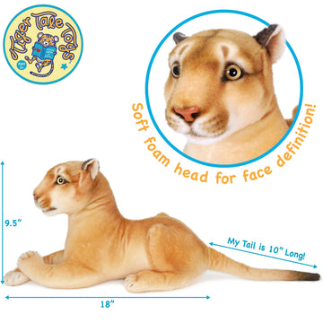 TigerHart 18" Monique The Mountain Lion Plush Stuffed Animal - White Polyester