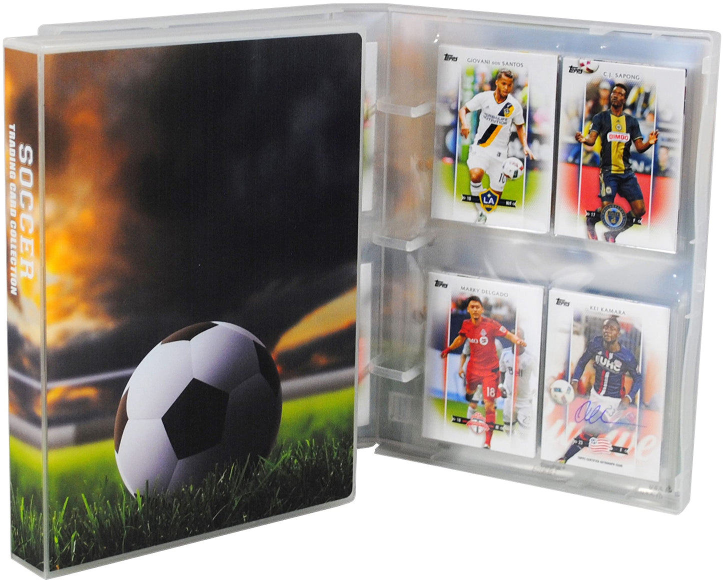 Unikeep Trading Card Binder With Soccer Theme - Card Collection Case With 100 Top Loading Pockets - For Baseball Cards, Soccer Cards, Tcg, Mtg, Pokemon, Or Yugioh